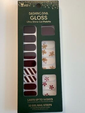 Dashing Diva Gloss Gel Nail Strips - Holiday Burgundy & White